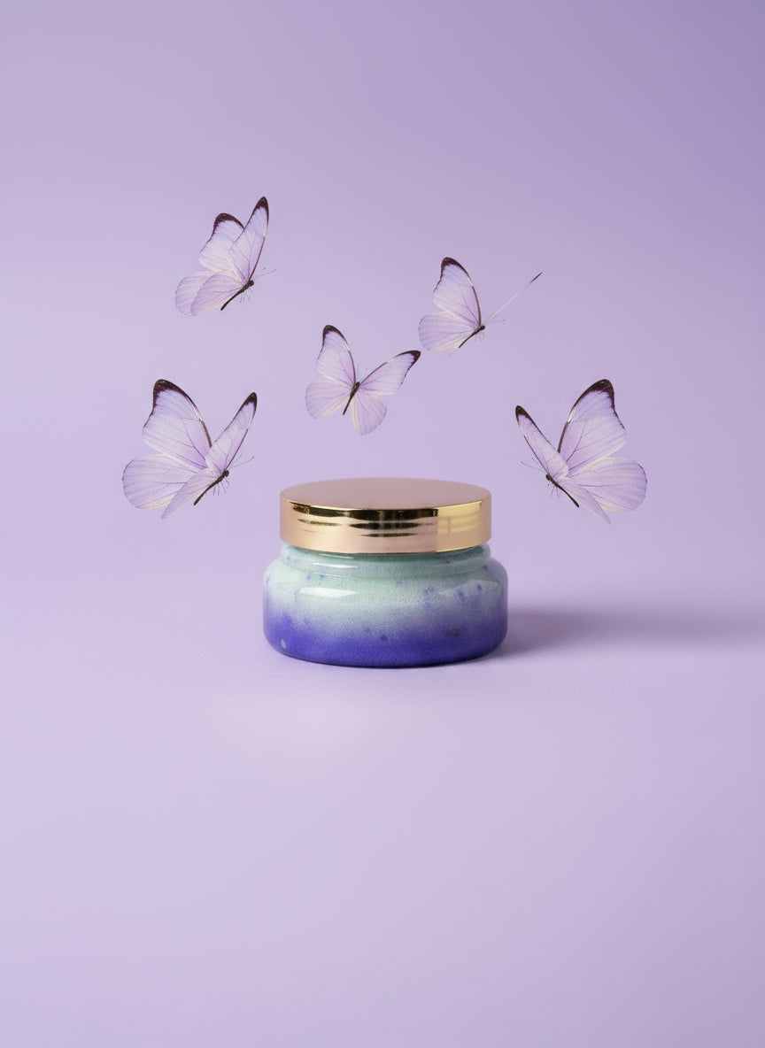 Purple seat belt with a gold buckle on a car seat